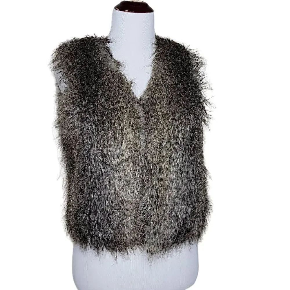 Ann Taylor Faux Fur Vest Brown XS
